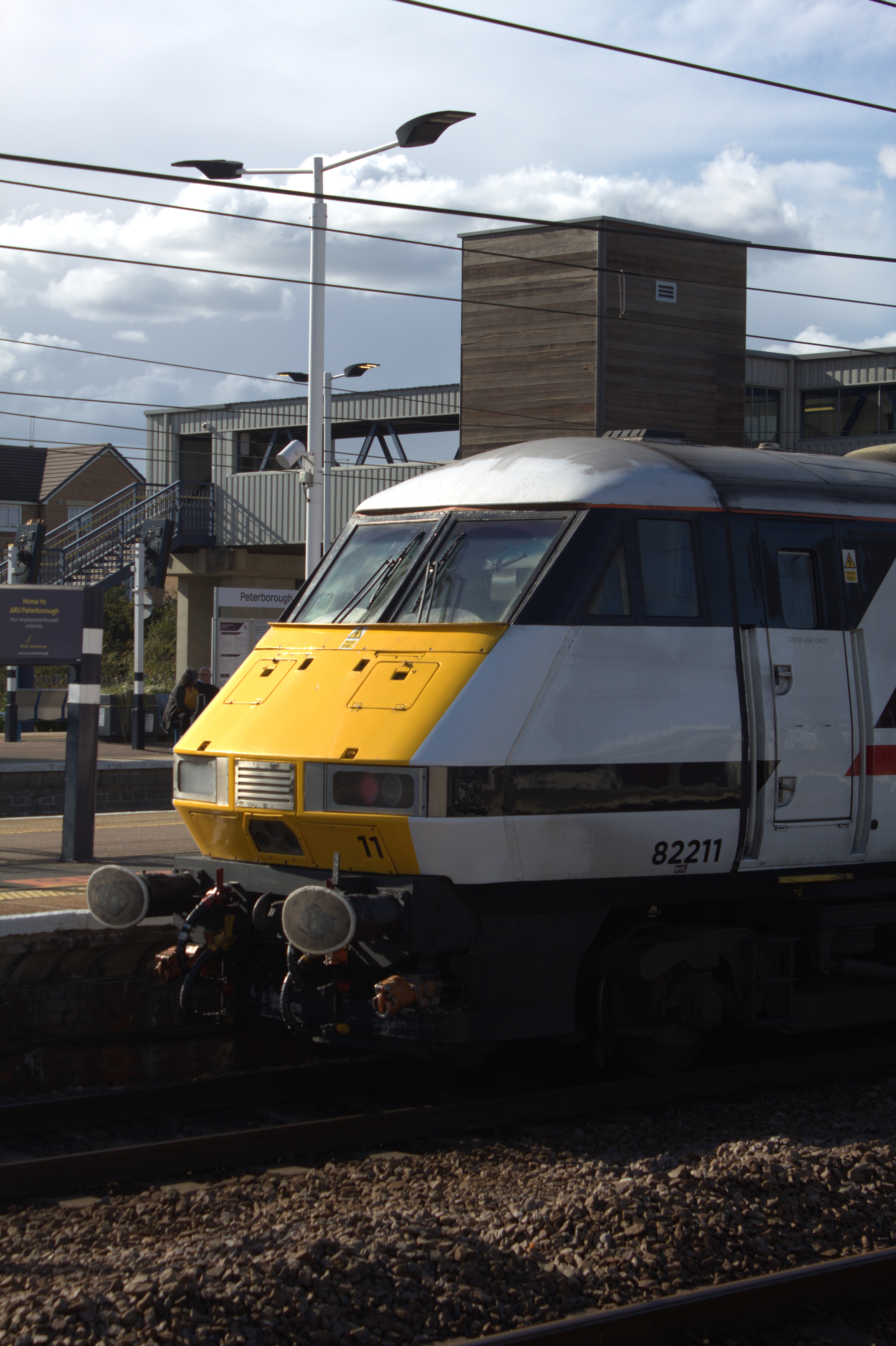 An electric train at a station