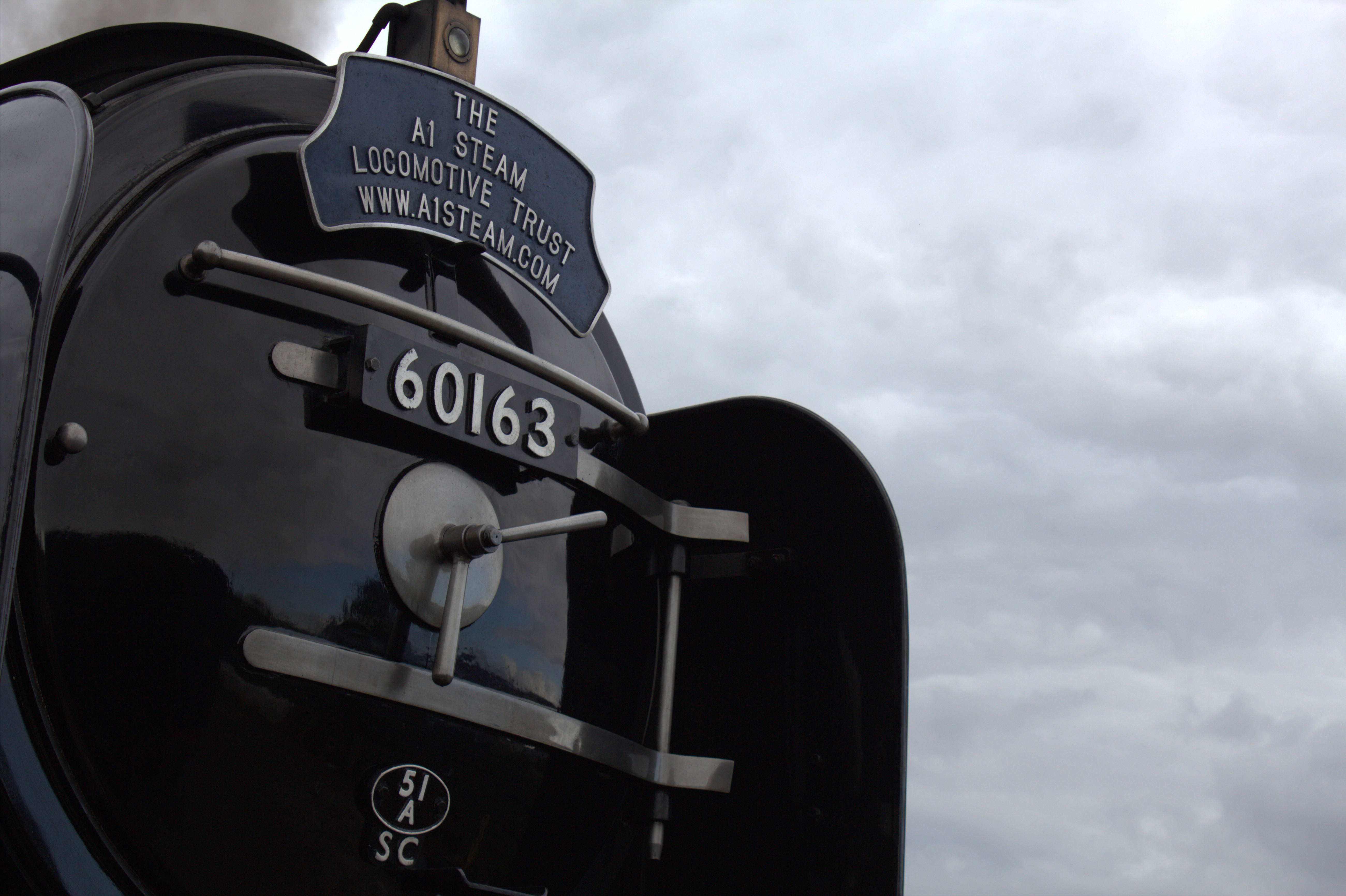 The front of a steam train